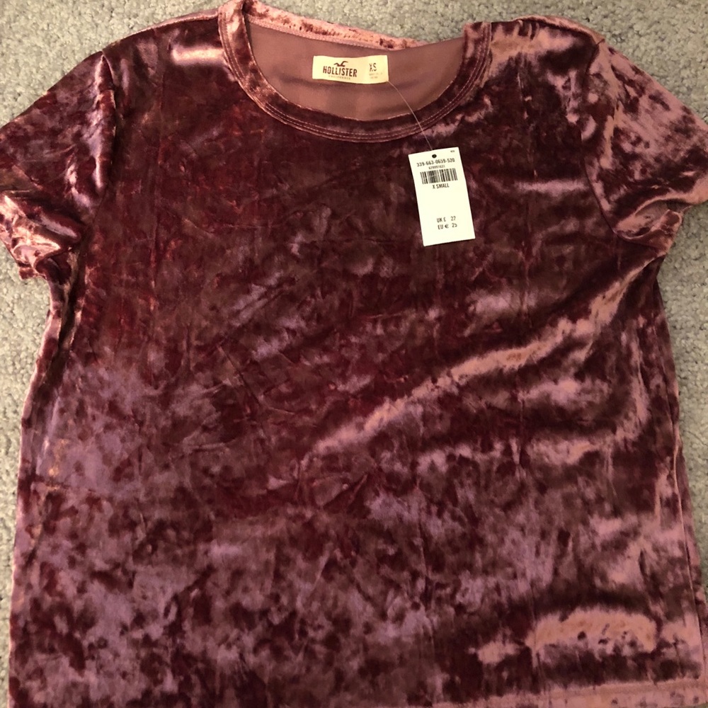 Hollister velvet crop top - rose gold/ pink